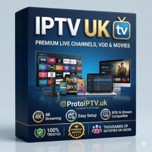 Proto IPTV UK streaming service on Smart TV and mobile